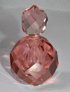 Vtg IRice Pink Rose Hand Cut Faceted Crystal Perfume Bottle Glass Japan I W Rice - Picture 1 of 5