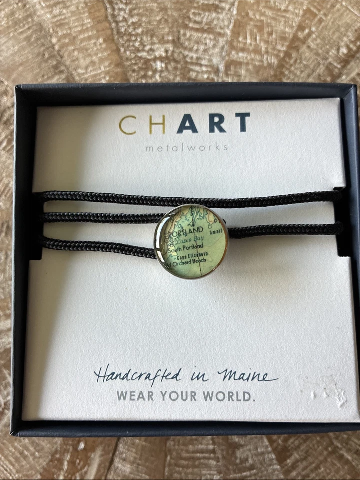 Pulsera Chart Metalworks cuerda marítima/estaño mapa Portland Maine-hecha a mano Foto 1 de 4