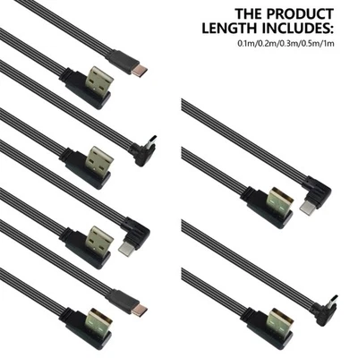 90 Degree USB 2.0 to Type C Male Adapter Cable Silicone Wire for 10W Charging - Image 1 of 4