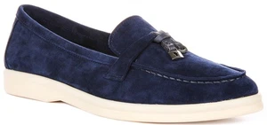 Justinreess England Emma Mocasín Informal Suave Mujer Plano En Azul EE. UU. 5-10 - Imagen 1 de 6