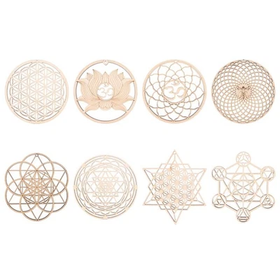 8Pack 14cm Wooden Wall Sign Flower of  Shape Coaster Wood Wall Art DIY4873 - image 1 of 4