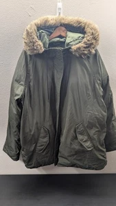 Old Navy Jacket Mens Parka Coat Green Faux Fur Hood Lined Insulated Warm Sz XL - Picture 1 of 14