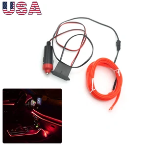 2M Car Interior Red Atmosphere Light strip LED EL Wire 12V For Car Dashboard - Picture 1 of 13