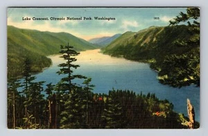 Postal de recuerdo del Parque Nacional Olímpico, Media Luna del Lago, antigua, vintage c1948 - Imagen 1 de 2