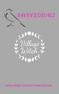 Village Witch Moon Phase Decal Sticker Cat Truck Alter Window Cup Bumper Car SUV - Picture 1 of 16