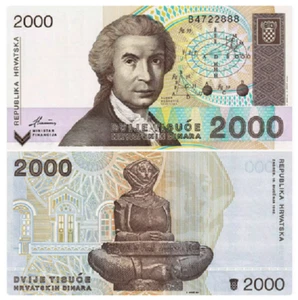 1992 Croatia 2000 Dinara P-23 UNC NEW Banknote - Picture 1 of 2