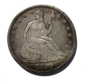 1844-P SEATED LIBERTY HALF DOLLAR 50c COIN PHILADELPHIA MINT NICE HIGH GRADE DAT - Picture 1 of 2