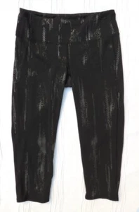 ATHLETA US sz M Black Metallic Silver Foil Chaturanga Capri Cropped Tights Yoga - Picture 1 of 5