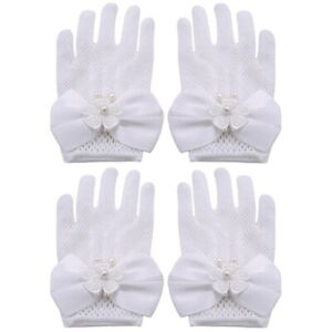 2 Pairs White Lace Gloves Child Kids Stage Performance