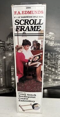 F A Edmunds 6" x 12" Hardwood Split Rail Scroll Frame cross stitch, New In Box - Image 1 of 4