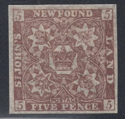 Newfoundland # 5 Mint Hinged Very Fine Single... - Image 1 of 2