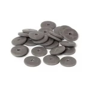 Lot (24) 16mm matte gray rondelle large hole vintage Czech trade glass beads - Picture 1 of 2