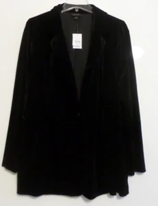 NWT! J JILL WEAREVER BLACK VELVET KNIT BLAZER-2X ONE BUTTON FRONT-GORGEOUS! - Picture 1 of 5
