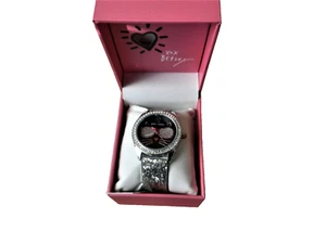 Betsey Johnson Cool Kitty Silver Glitter Watch BJ00685-09BX - Picture 1 of 3