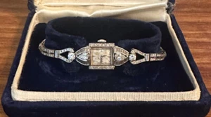 Vintage Antique HAMILTON Platinum & Diamond Ladies Art Deco Watch - Picture 1 of 9