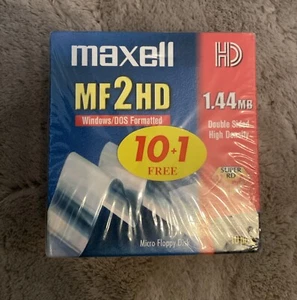 Maxell MF2HD 1.44 MB Windows/DOS Formatted Micro Floppy Disks 10 Pack New - Afbeelding 1 van 4