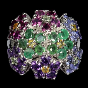 Valentín 925 Anillo de Plata Esmeralda Amatista Rodolita Zafiro Gema Joyería - Imagen 1 de 9