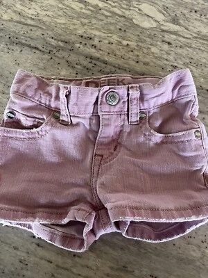 Pantalones cortos de mezclilla rosa Peek peto para niñas 3T Foto 1 de 4