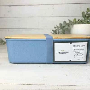 Schwelle Bento Box mit Bambusdeckel Brotdose Lebensmittelaufbewahrung Borretschblau Neu! - Bild 1 von 8