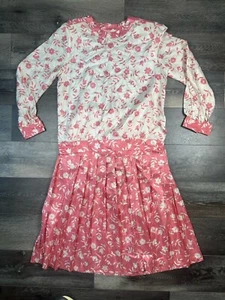 Vintage Nilani Pink Floral 2 Piece Summer Skirt & Top Set Size 6 - Picture 1 of 14