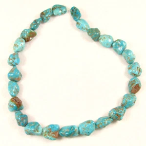 15" BUFFALO BLUE Mexico Turquoise Nugget Beads 14 to 19 mm long - Picture 1 of 4