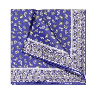 Hombre 100% Seda Bolsillo Cuadrado Azul Claro Paisley 30cm11.8" Enrollado a Mano Hecho en China Foto 1 de 4