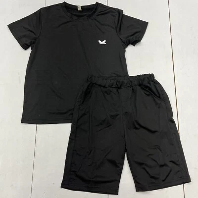 黑色 2 件套套装短袖衬衫/短裤大孩子男孩 12 码 — 第 1/4 张图片