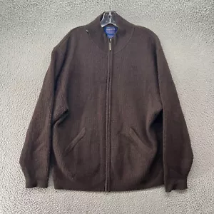 Pendleton Sweater Mens Large Brown Virgin Wool Full Zip Cardigan Mock Neck * - Picture 1 of 9
