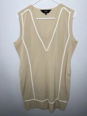 Vestido justo de malha Misook Collection feminino tamanho XL sem mangas bege branco canelado - Imagem 1 de 4