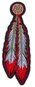 Red White Feathers Patch - 2.25x6.5 inch - P4320 - Picture 1 of 5