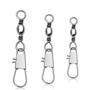 50Pcs Fishing Barrel Swivel Rolling Snap Swivel Tackle Connector Assorted Size - Picture 1 of 29
