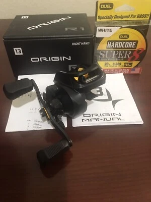 13 CARRETE DE PESCA DE FUNDICIÓN RÁPIDA ORIGEN PESCA 5BB 8.1:1 + LÍNEA TRENZADA 20 LB Foto 1 de 4