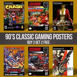 90er Jahre beste Spiel Poster Computer Gamer Wandkunst NES SNES PlayStation Xbox - Bild 1 von 52