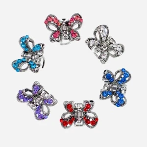 USA KLEINE VINTAGE SCHLEIFE METALL HAARKRALLE CLIP KIEFER HAARNADEL STRASS KRISTALL - Bild 1 von 22