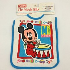 Vintage 1993 Playskool Baby Mickey Mouse Bib Tie Neck Disney Babies Nwt Usa Kc