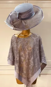 Nightingale’s Boutique UK 20 Silver Grey Sequinned Lace Occasion Poncho/Cape - Picture 1 of 9