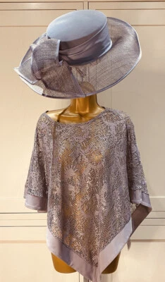 Poncho/capa Nightingale’s Boutique UK 20 gris plata lentejuelas encaje ocasión Foto 1 de 4