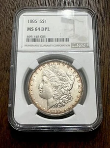 1885 P Morgan Silver Dollar - NGC MS64 DMPL, DPL, RIM TONED TONING! - Picture 1 of 11