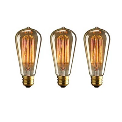 3X ST64 40W 110V/240V E27 Warm Light Edison Halogen Bulbs Ceiling Light Fixtures - Image 1 of 4