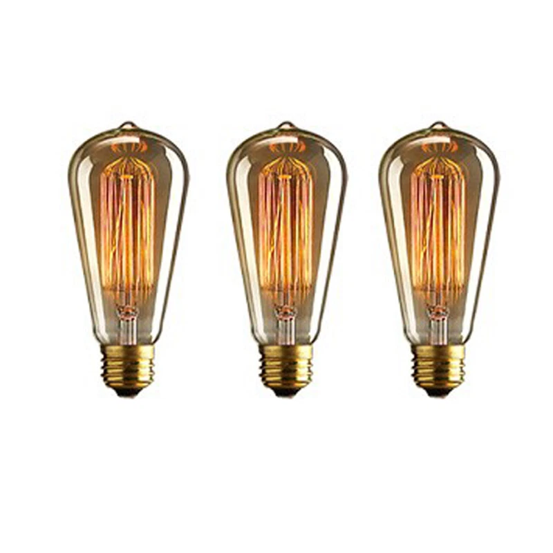 3X ST64 40W 110V/240V E27 Warm Light Edison Halogen Bulbs Ceiling Light Fixtures - Image 1 of 4