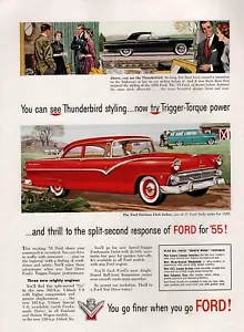 Original-Farbanzeige Ford Fairlane Club Limousine & Thunderbird 1955 - Bild 1 von 1