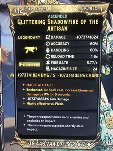 Tiny Tina's Wonderlands ⭐️ LV.1 MODDED SHADOWFIRE (Playstation | Xbox | PC) - Imagen 1 de 2