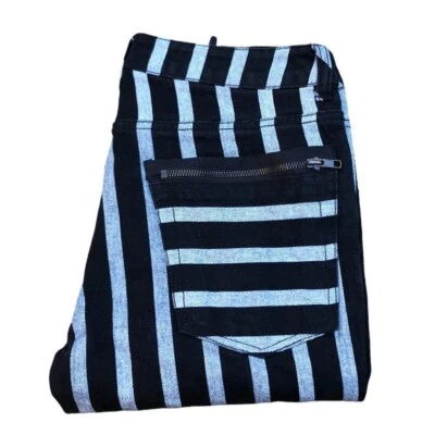 Pantalones de mezclilla de diseñador a rayas talla 30 Lip Service raros Foto 1 de 4