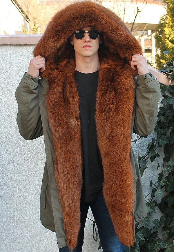 Real Fox Fur Jacket With Hood Parka 