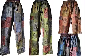 S-5XL Pantalones de Combate de Algodón con Retazos Hippy Boho Pantalones Festival Informales LT1 - Imagen 1 de 19