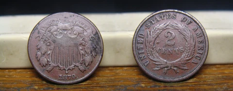 1870 TWO CENT PIECE US COIN Cover