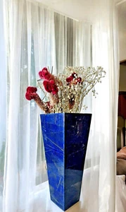 Jarrón de piedras preciosas de lapislázuli de 15" elegante para hogar y oficina florero decoración de hotel - Imagen 1 de 5
