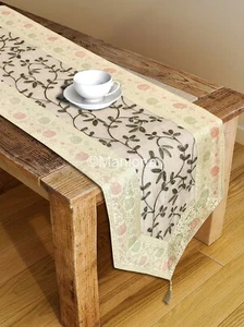 Kantha Handmade Wedding Zari Table Cover Dining Table runner Quilt 14x72 Inch - Picture 1 of 5