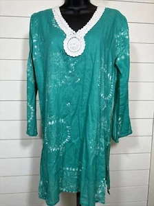 Charlie Paige Tunic Top Swim Coverup S Green crochet Boho NWT New  14072 cotton - Picture 1 of 9