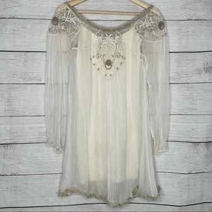 Free People Embellished Boho Tunic Dress & Intimately Free Nude Spandex Slip XS - Picture 1 of 12